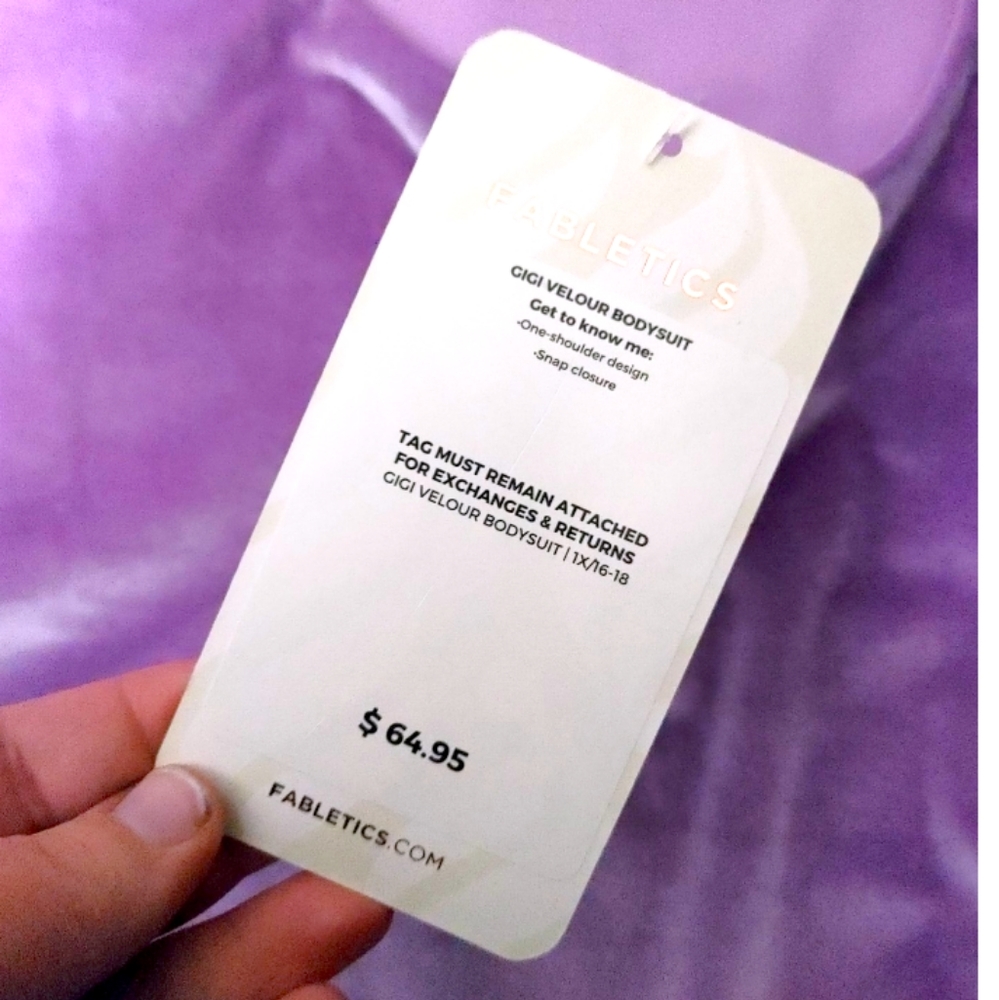 Fabletics Lilac Purple Gigi Velour One Shoulder Bodysuit Womens Plus Size 1X NWT - Picture 8 of 10